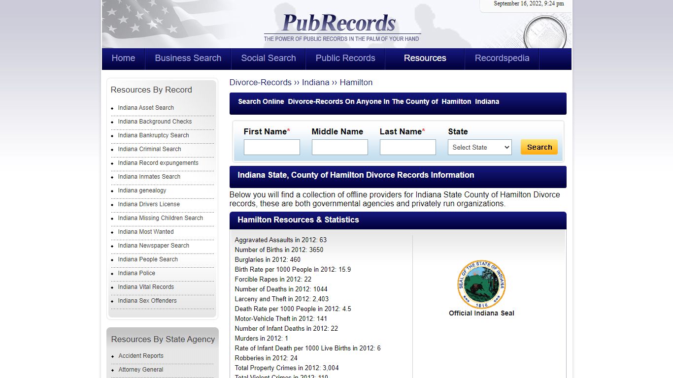 Hamilton County, Indiana Divorce Records
